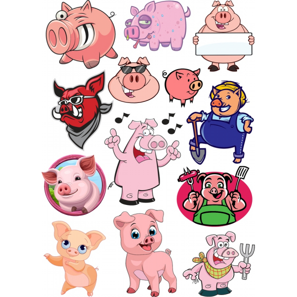 Finurlig Gris Clipart Sæt - 12 Unikke Vektor Illustrationer Finurlig Gris Clipart Sæt - 12 Unikke Vektor Illustrationer