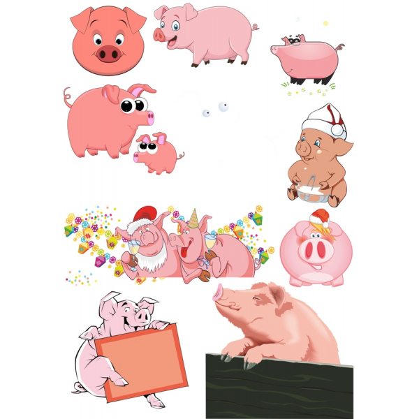 Gris-Tema Vektor Clipart Sæt Gris-Tema Vektor Clipart Sæt