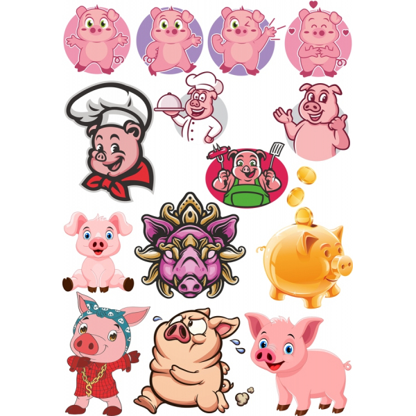 หมู Clipart เว็กเตอจัดฉาก-น่ารักจัง SVG และ PNG Illustrations หมู Clipart เว็กเตอจัดฉาก-น่ารักจัง SVG และ PNG Illustrations