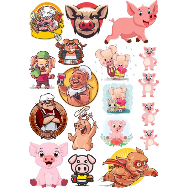 หมู-Themed เว็กเตอ Clipart สวมเสื้อกันหนาวได้ หมู-Themed เว็กเตอ Clipart สวมเสื้อกันหนาวได้