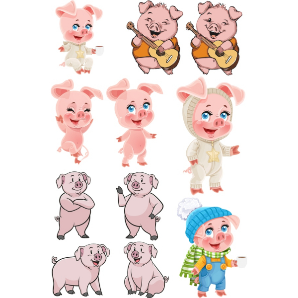 Adorable Pig Vector Clipart Bundle Adorable Pig Vector Clipart Bundle