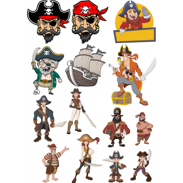 Pirata Clipart Vector Set di Alta Qualità SVG &amp; PNG Illustrazioni