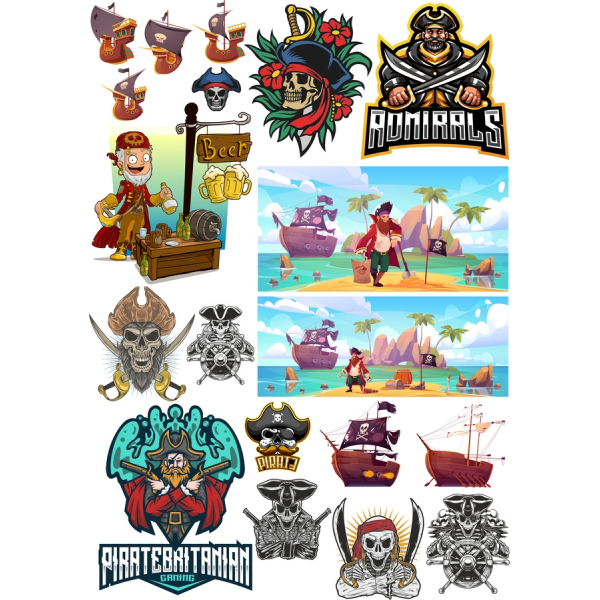 Pirát Vektorové Kliparty Bundle - SVG A PNG Ilustrace Pirát Vektorové Kliparty Bundle - SVG A PNG Ilustrace