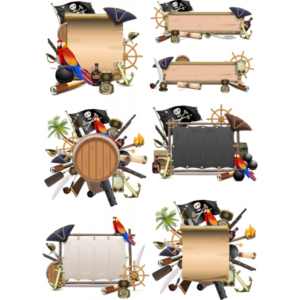 โจรสลัด-Themed เว็กเตอ Clipart ตั้งค่า