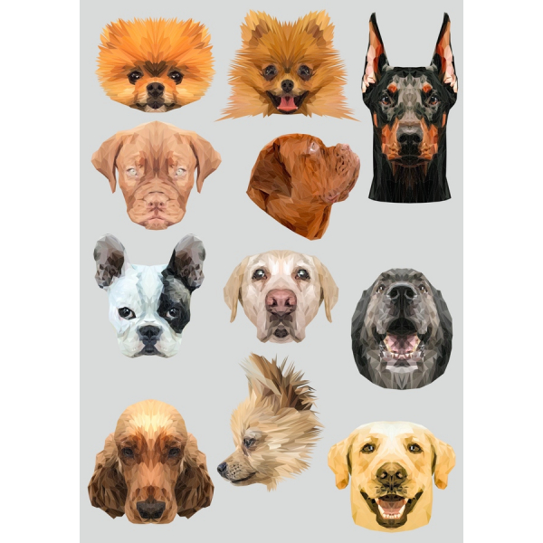 Polygon Dog Ansigter Vektor Clipart Sæt Polygon Dog Ansigter Vektor Clipart Sæt