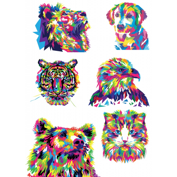 Coloré Portraits D'Animaux Vecteur Clipart Set Coloré Portraits D'Animaux Vecteur Clipart Set