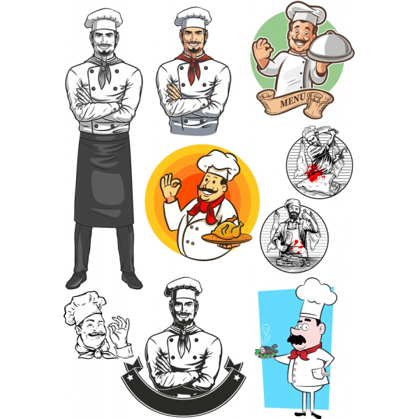 เชฟสลัดเว็กเตอ Clipart สวมเสื้อกันหนาวได้-มืออาชีพแล้วสนุก Illustrations เชฟสลัดเว็กเตอ Clipart สวมเสื้อกันหนาวได้-มืออาชีพแล้วสนุก Illustrations