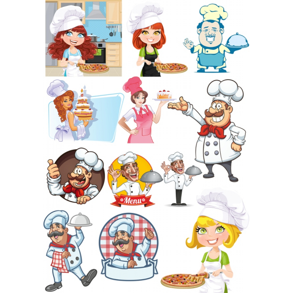 Chef Vector Vielelezo - Cartoon Chef Clipart Kuweka Chef Vector Vielelezo - Cartoon Chef Clipart Kuweka