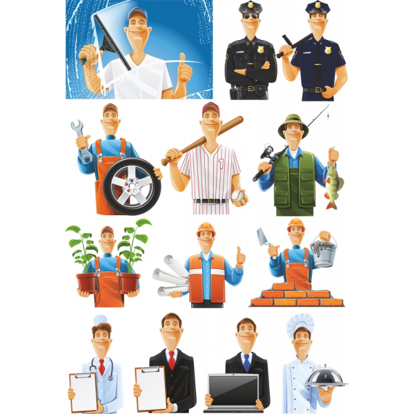 Diverse Vector Illustrations Set of Skilled Characters