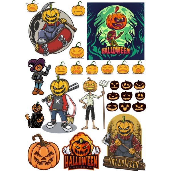 Halloween Dýně Vektorové Kliparty Bundle Halloween Dýně Vektorové Kliparty Bundle