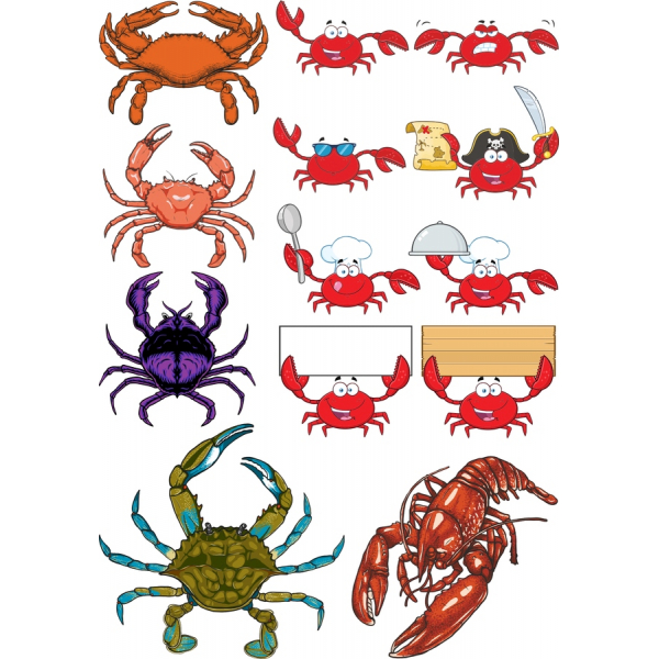 Crustacés Collection: Plaisir De Crabe Vecteur Cliparts Crustacés Collection: Plaisir De Crabe Vecteur Cliparts