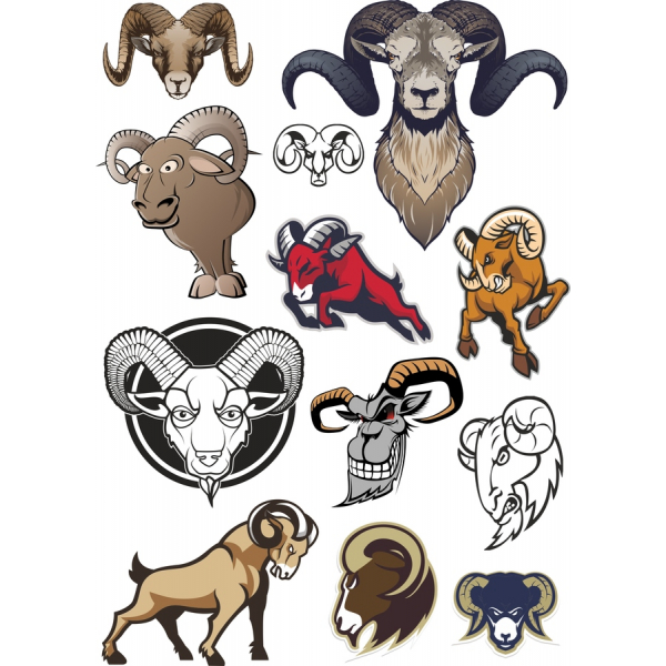 Premium Vector Clipart Set of Rams and Goats