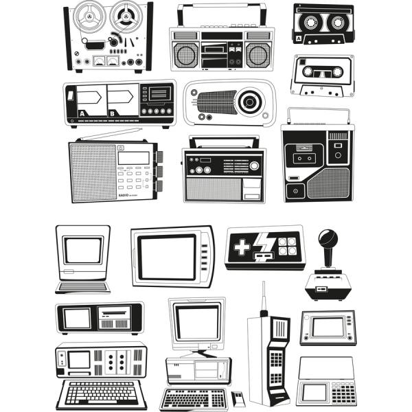 Retro Technologie Vector Clipart Bundel Retro Technologie Vector Clipart Bundel