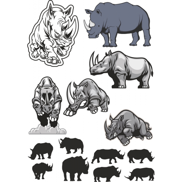 Rhino Vector Clipart Bundle