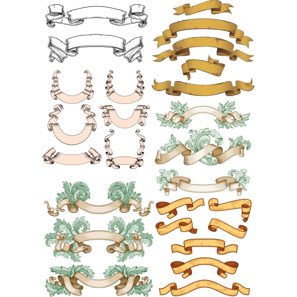 Vintage Bånd Clipart Bundle - SVG &amp; PNG Sæt