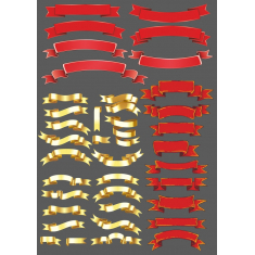 Elegantní Červené A Zlaté Banner Kolekce