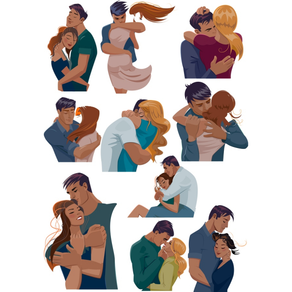Coppia romantica Vettoriali Illustrazioni di Abbracciare l'Amore Coppia romantica Vettoriali Illustrazioni di Abbracciare l'Amore
