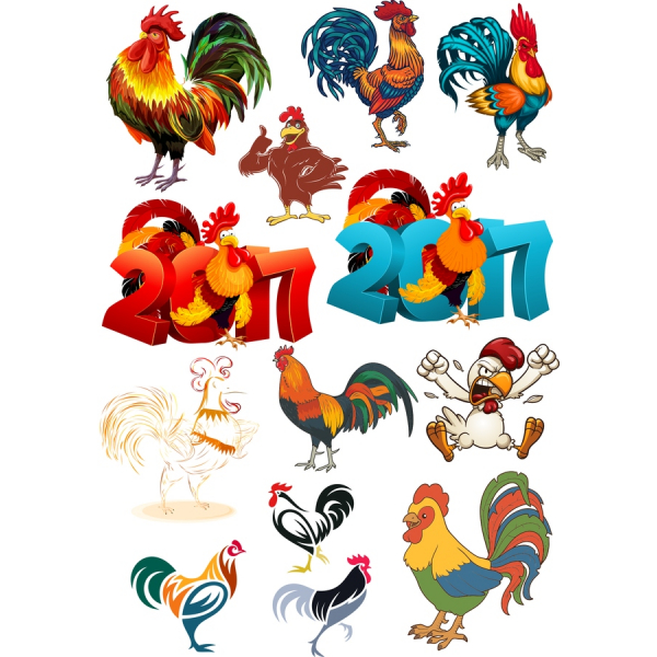 Gallo Clipart Vector Set - 16 Illustrazioni Uniche Gallo Clipart Vector Set - 16 Illustrazioni Uniche