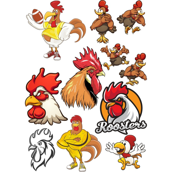Rooster Vector Clipart Set - Playful and Versatile Illustrations Rooster Vector Clipart Set - Playful and Versatile Illustrations