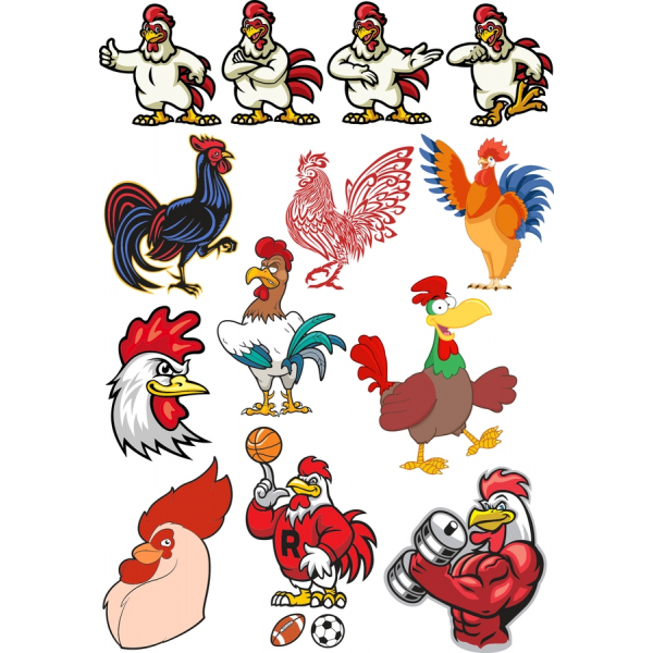 Chicken Character Vector Clipart Set - Fun Farmyard Illustrations