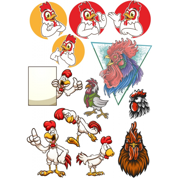 Kuřecí Klipart Kolekce - Náladový Vektorové Ilustrace Kuřecí Klipart Kolekce - Náladový Vektorové Ilustrace
