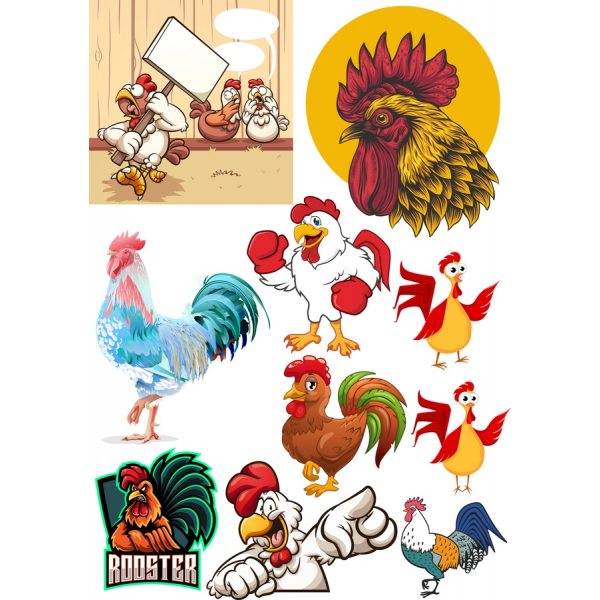 La Cour De La Ferme De Volaille Fun - Vector Clipart Bundle