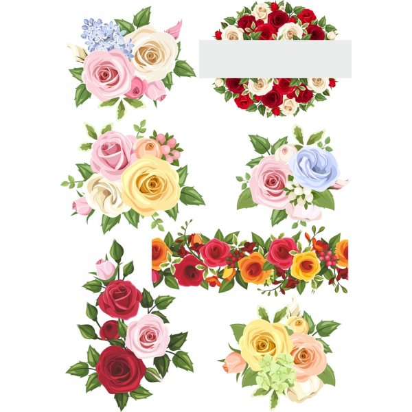 Floral Vector Clipart Set - Elegant Rose Illustrations