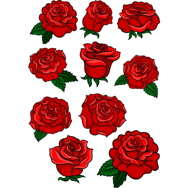 Punane Roos Vector Pilte Set - Ilus Lilleline Illustratsioonid Punane Roos Vector Pilte Set - Ilus Lilleline Illustratsioonid