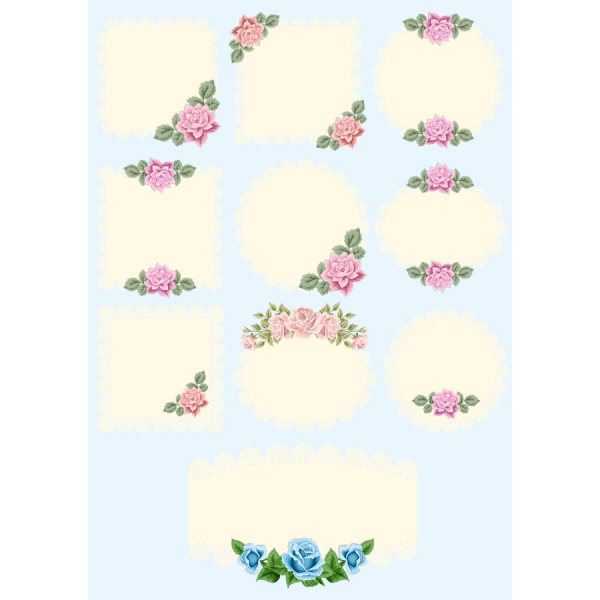 Tappning Blommig Clipart Set - Utsökt Handritade Illustrationer Vektor Tappning Blommig Clipart Set - Utsökt Handritade Illustrationer Vektor