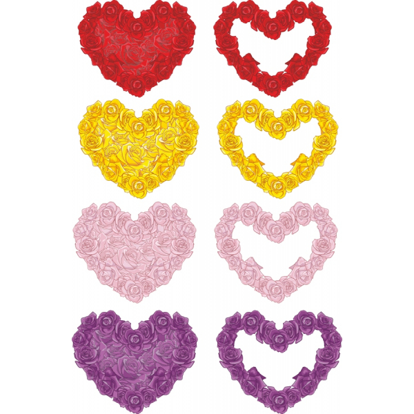 Fleur De Coeur Vecteur Clipart Set - 8 Élégante Rose Dessins Fleur De Coeur Vecteur Clipart Set - 8 Élégante Rose Dessins