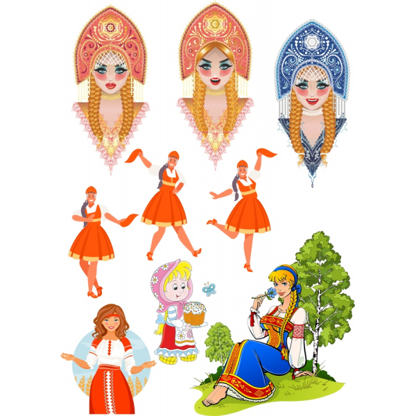 Tradiční Ruské Vektorové Ilustrace Sada Tradiční Ruské Vektorové Ilustrace Sada
