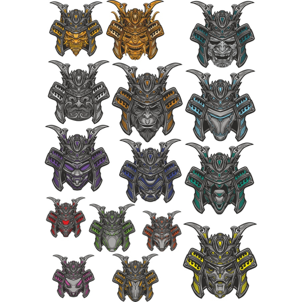 Samuraj Kacigu Vektor Clipart Postavio