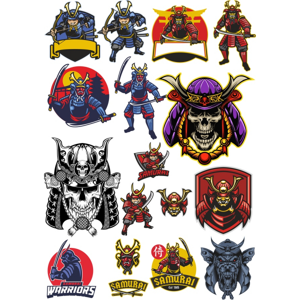 Samuraj Ratnici Vektor Clipart Snop Samuraj Ratnici Vektor Clipart Snop