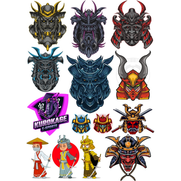 Wektor Zestaw Klipartów Samurai Spirits Wektor Zestaw Klipartów Samurai Spirits