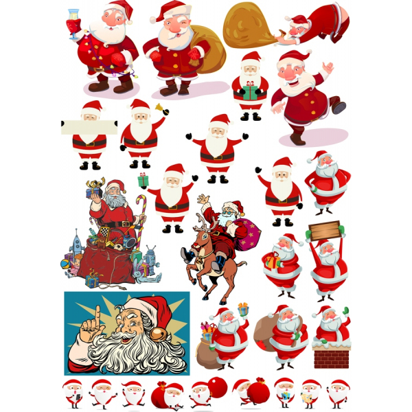 Santa Claus Vektor Clipart Sæt - Festlig Ferie Illustrationer Santa Claus Vektor Clipart Sæt - Festlig Ferie Illustrationer