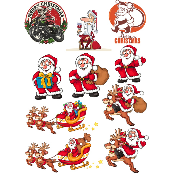 Vánoční Vektor Klipart Sada: Santa A Sobi Ilustrace Vánoční Vektor Klipart Sada: Santa A Sobi Ilustrace