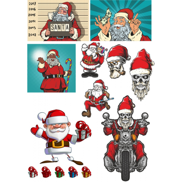 Santa Claus Vektor Illustrationer Sæt Santa Claus Vektor Illustrationer Sæt