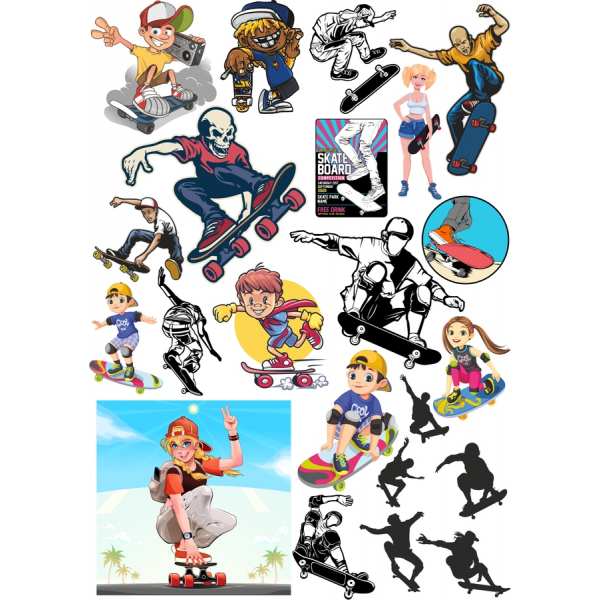 Skateboarding Vektorové Ilustrace Svazek - Dynamic SVG A PNG Set