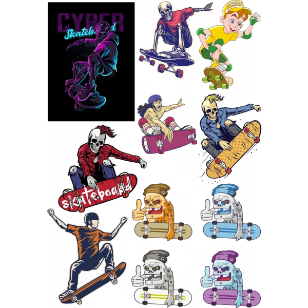 Skateboard Vintage Clipart Set - Unique Vector Illustrations Skateboard Vintage Clipart Set - Unique Vector Illustrations