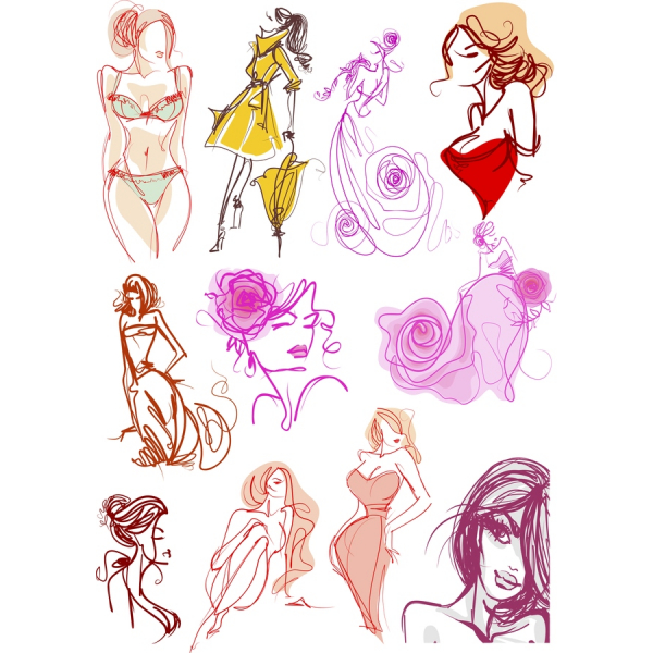 Elegante Mode-Illustrationen-Vektor-Set Elegante Mode-Illustrationen-Vektor-Set