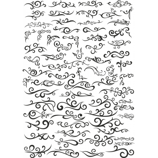 Blomster Hvirvler Vektor Clipart Sæt Blomster Hvirvler Vektor Clipart Sæt