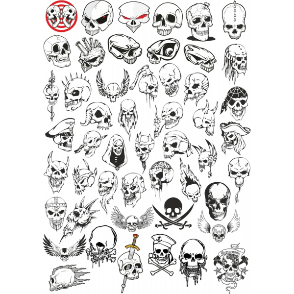 Schädel-Vektor-Clipart-Set - 50 Einzigartige Illustrationen Schädel-Vektor-Clipart-Set - 50 Einzigartige Illustrationen