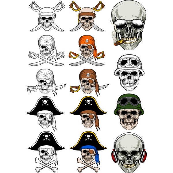 Dødningehoved og Korslagte knogler Vektor Clipart Sæt Dødningehoved og Korslagte knogler Vektor Clipart Sæt