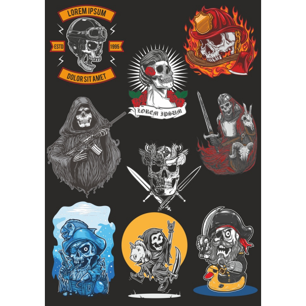 Skull & Grim Reaper وکتور کلیپ آرت مجموعه Skull & Grim Reaper وکتور کلیپ آرت مجموعه
