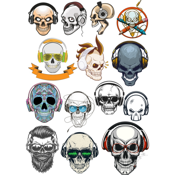 Schädel-Vektor-Cliparts Bundle - Edgy Designs in SVG &amp; PNG-Formate