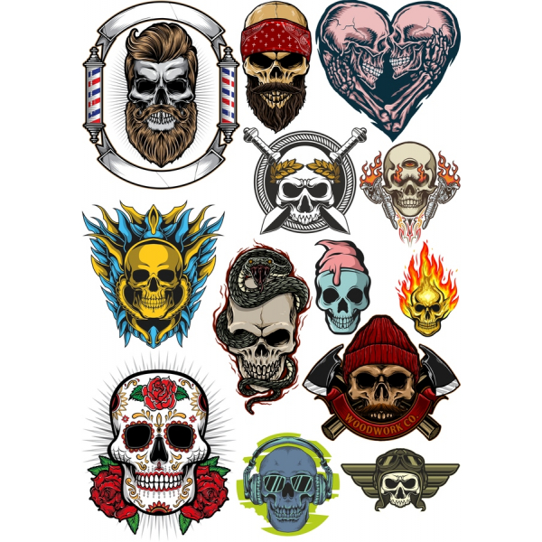 Skull Vector Pilte Bundle - 12 Unikaalse Kujunduse Skull Vector Pilte Bundle - 12 Unikaalse Kujunduse