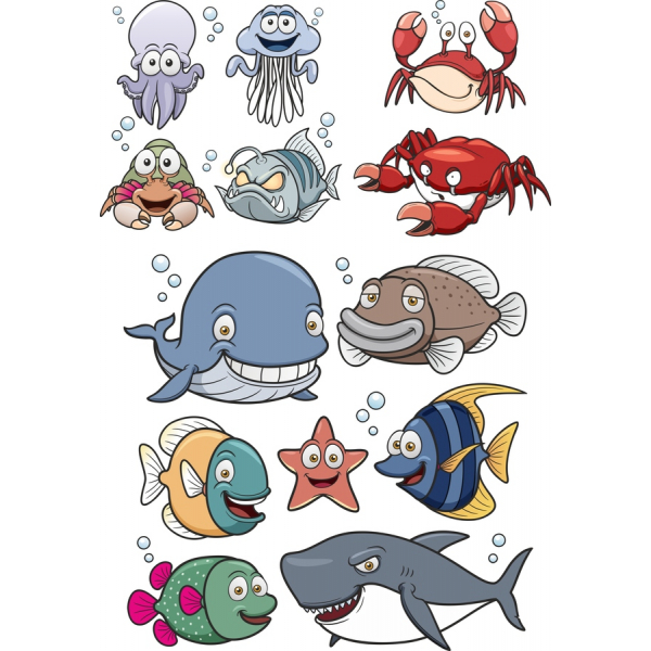 アニメの海洋生物のベクトルセット アニメの海洋生物のベクトルセット