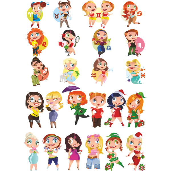 Zodiac Clipart Bundle - Hravý Vektorové Ilustrace Astrologické Znamení Zodiac Clipart Bundle - Hravý Vektorové Ilustrace Astrologické Znamení