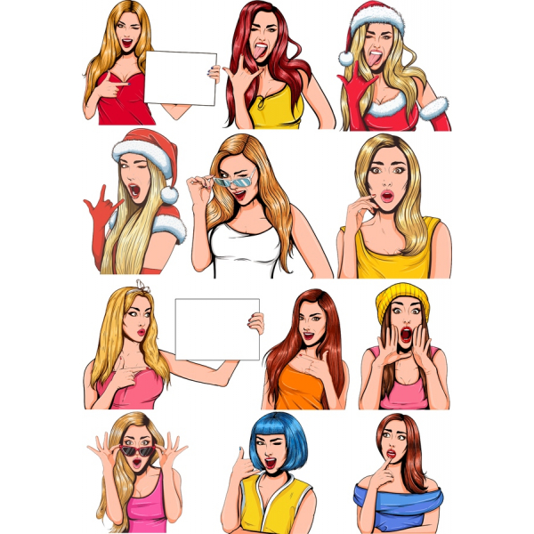 Vektorové Ikony Emoji Set: Expresivní Ženy Kliparty Vektorové Ikony Emoji Set: Expresivní Ženy Kliparty