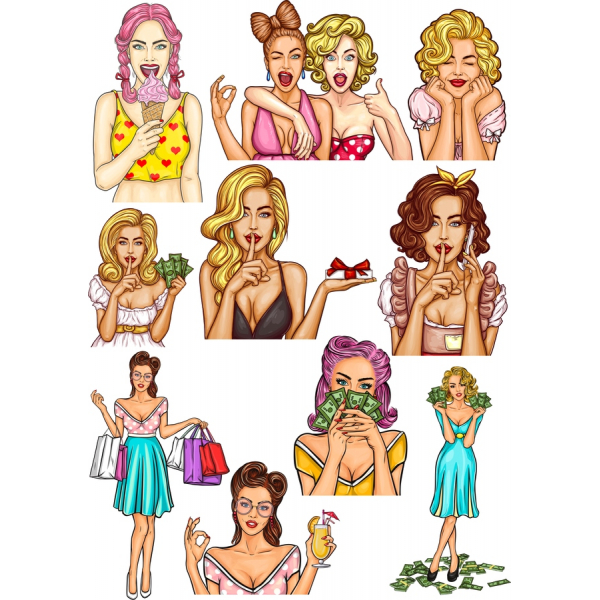 รีโทร Glamour เว็กเตอ Cliparts-วินเทจแบบ Illustrations